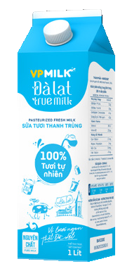 Đà Lạt True Milk thanh trùng hộp 1 Lít Không đường