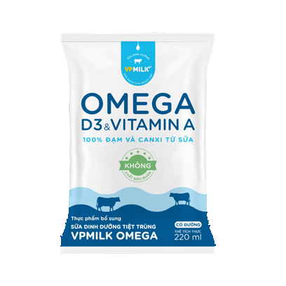 VPMilk Omega Có đường - túi 220ml