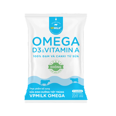 VPMilk Omega Ít đường - túi 220ml