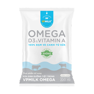 VPMilk Omega Không đường - túi 220ml